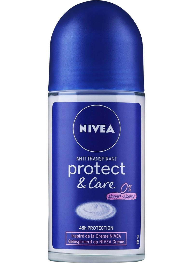 Nivea Protect & Care 48H Roll-On Antiperspirant Deodorant 50 ml - Image 1